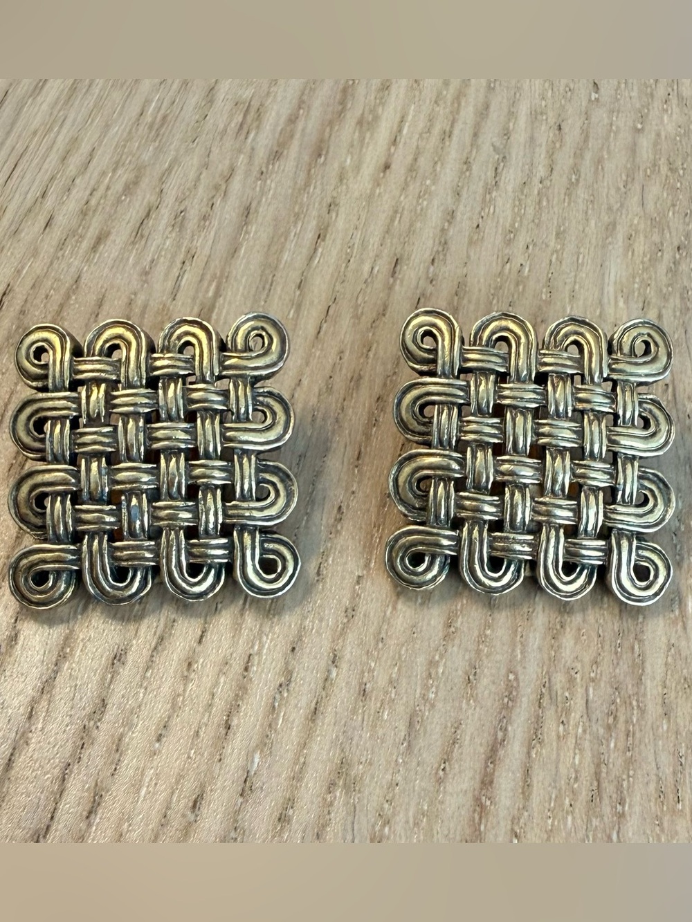 Vintage MMA 1993 Basket Weave Clip-On Earrings